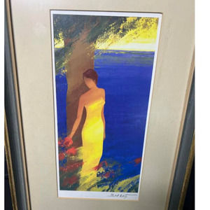 " Feminine Marine" Color Lithograph On Paper By French Artist Emile Bellet